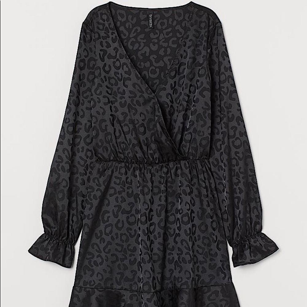 H&M divided black jacquard weave cheetah dress